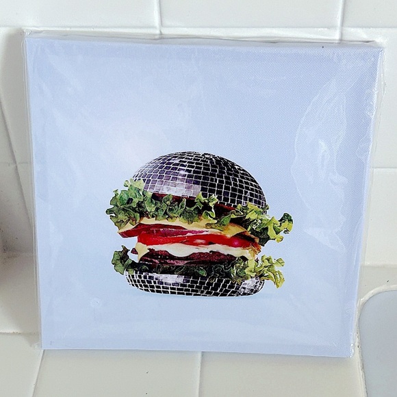 Meet You at The Disco Burger Canvas 8 x 8 Wall Art Small Spaces NEW Easy Hang - Picture 2 of 5